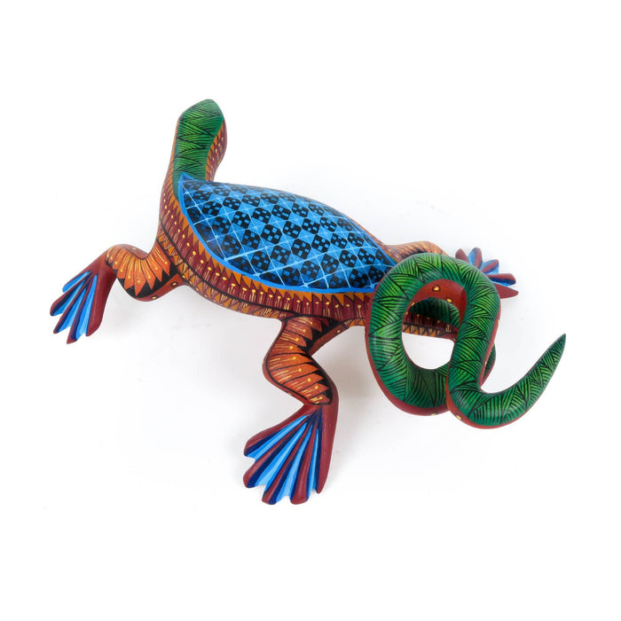 Green & Blue Iguana - Oaxacan Alebrije Wood Carving - CEMCUI