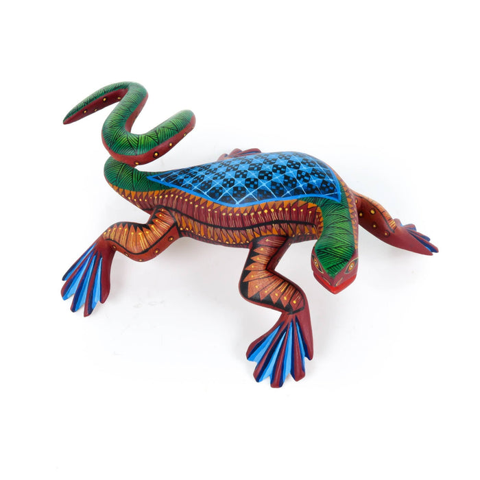 Green & Blue Iguana - Oaxacan Alebrije Wood Carving - CEMCUI