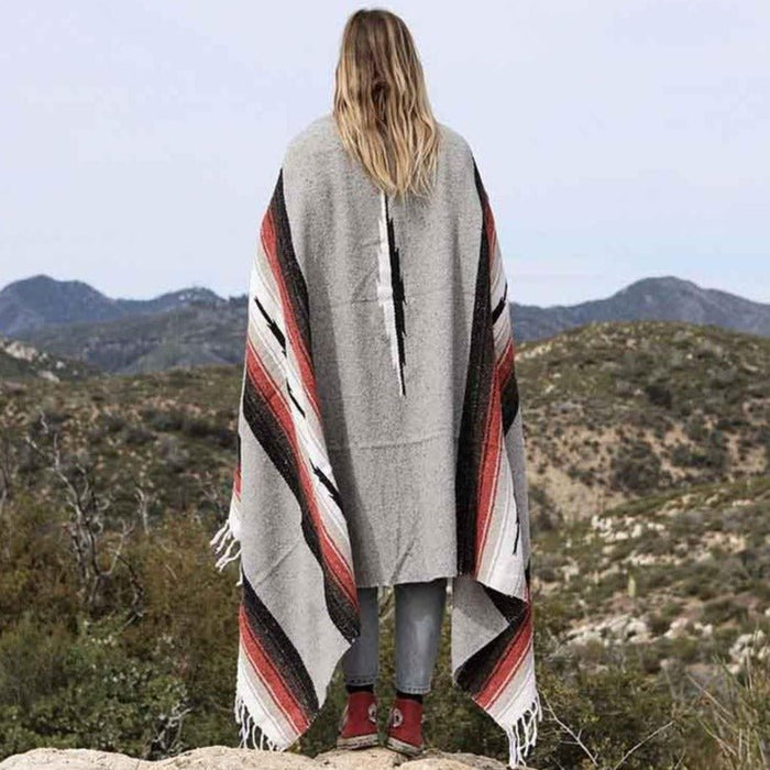 Grey Baja Mexican Diamond Yoga Blanket - CEMCUI