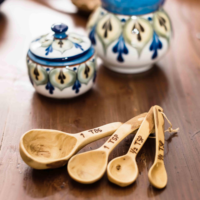 Hand Carved Wood Measuring Spoon Set - CEMCUI