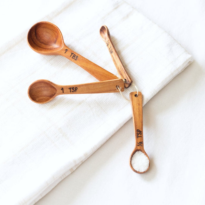 Hand Carved Wood Measuring Spoon Set - CEMCUI