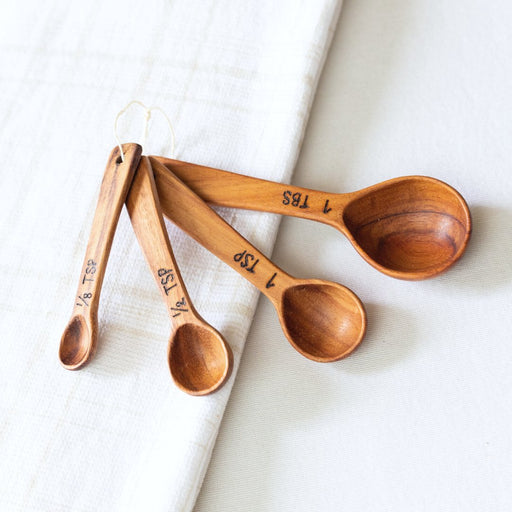 Hand Carved Wood Measuring Spoon Set - CEMCUI