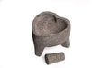 Handmade Bundle Volcanic Stone 8 in Heart Shape Molcajete and Volcanic Stone Comal 12.6 In - CEMCUI