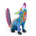 Howling Coyote (Light Blue) - Oaxacan Alebrije Wood Carving - CEMCUI