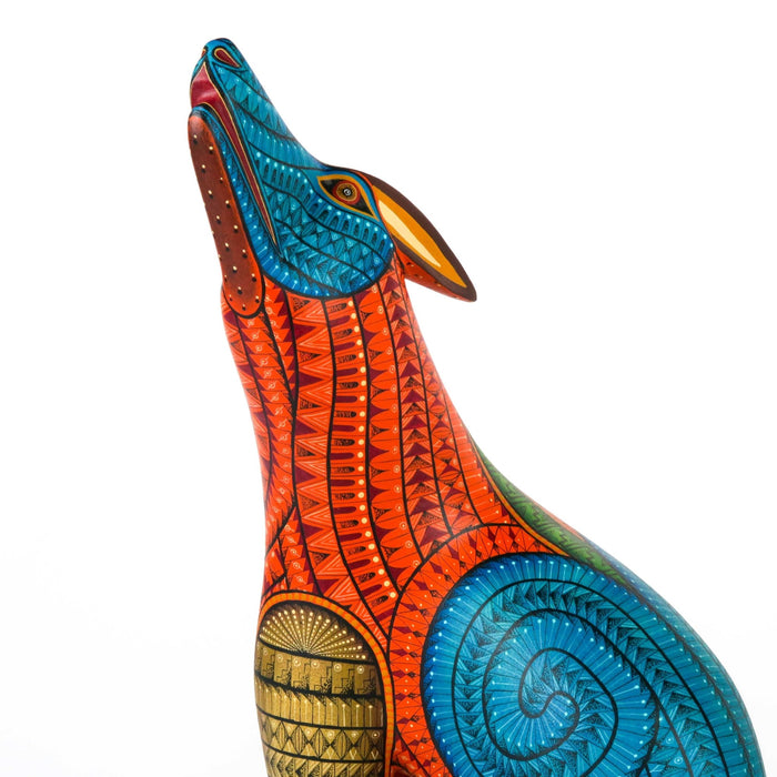 Howling Coyote - Oaxacan Alebrije Wood Carving Sculpture - Nestor Melchor - CEMCUI