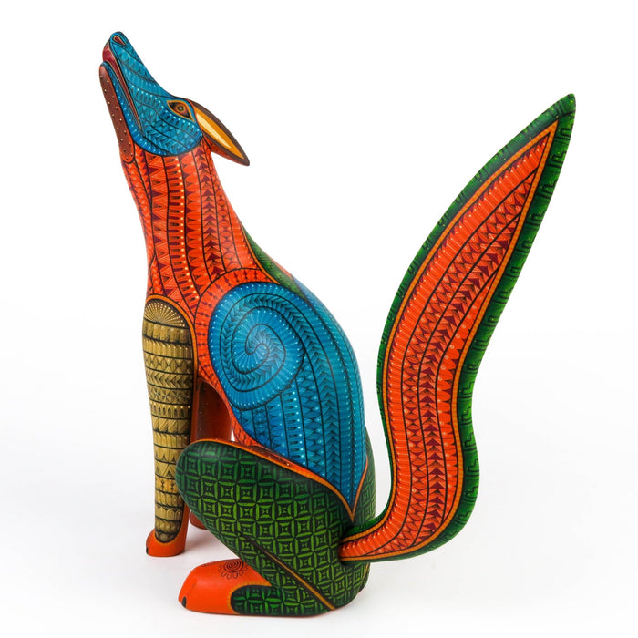 Howling Coyote - Oaxacan Alebrije Wood Carving Sculpture - Nestor Melchor - CEMCUI