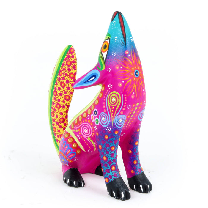 Howling Coyote (Purple) - Oaxacan Alebrije Wood Carving - CEMCUI