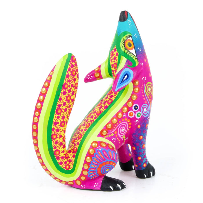 Howling Coyote (Purple) - Oaxacan Alebrije Wood Carving - CEMCUI