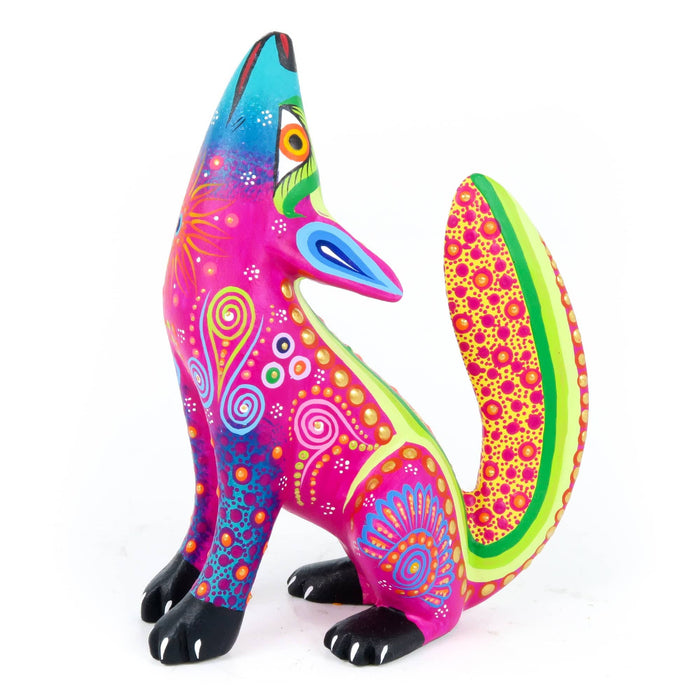 Howling Coyote (Purple) - Oaxacan Alebrije Wood Carving - CEMCUI