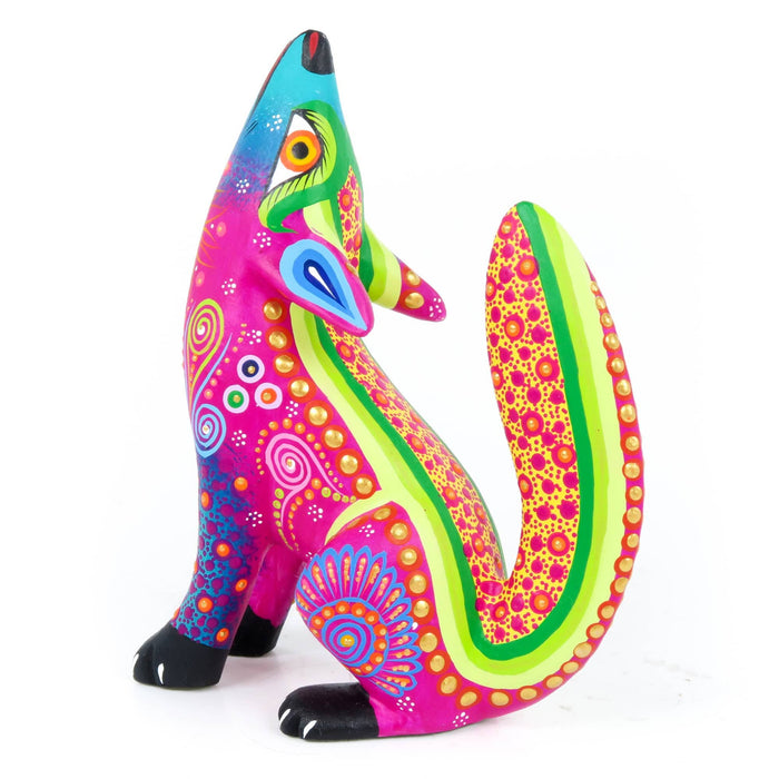 Howling Coyote (Purple) - Oaxacan Alebrije Wood Carving - CEMCUI