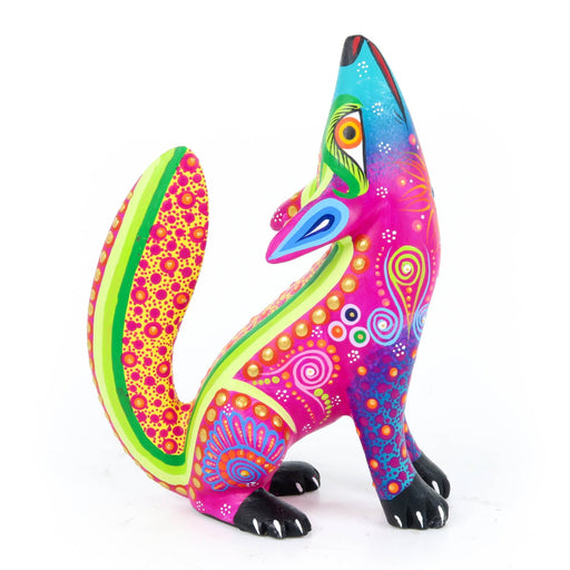 Howling Coyote (Purple) - Oaxacan Alebrije Wood Carving - CEMCUI