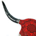 Huichol Beaded Bull Skull Wall Mount Mexican Folk Art (Red & Black) - CEMCUI