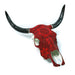 Huichol Beaded Bull Skull Wall Mount Mexican Folk Art (Red & Black) - CEMCUI