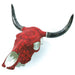 Huichol Beaded Bull Skull Wall Mount Mexican Folk Art (Red & Black) - CEMCUI