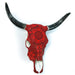 Huichol Beaded Bull Skull Wall Mount Mexican Folk Art (Red & Black) - CEMCUI