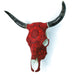 Huichol Beaded Bull Skull Wall Mount Mexican Folk Art (Red & Black) - CEMCUI