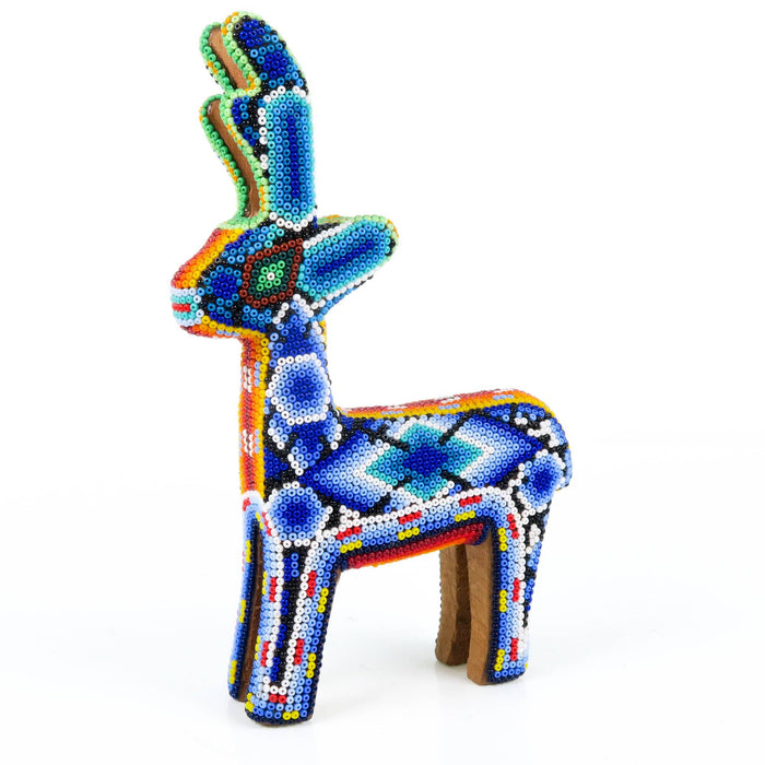 Huichol Beaded Deer Wixarika Wood Carving Art - CEMCUI