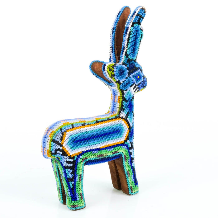 Huichol Beaded Deer Wixarika Wood Carving Art - CEMCUI