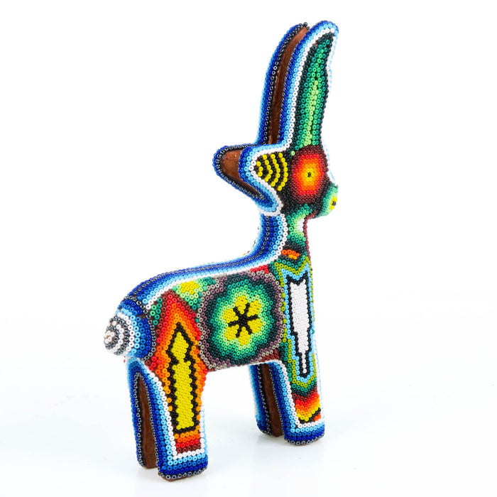 Huichol Beaded Deer Wixarika Wood Carving Art - CEMCUI