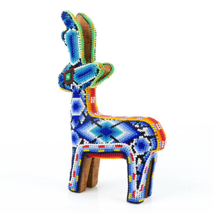 Huichol Beaded Deer Wixarika Wood Carving Art - CEMCUI