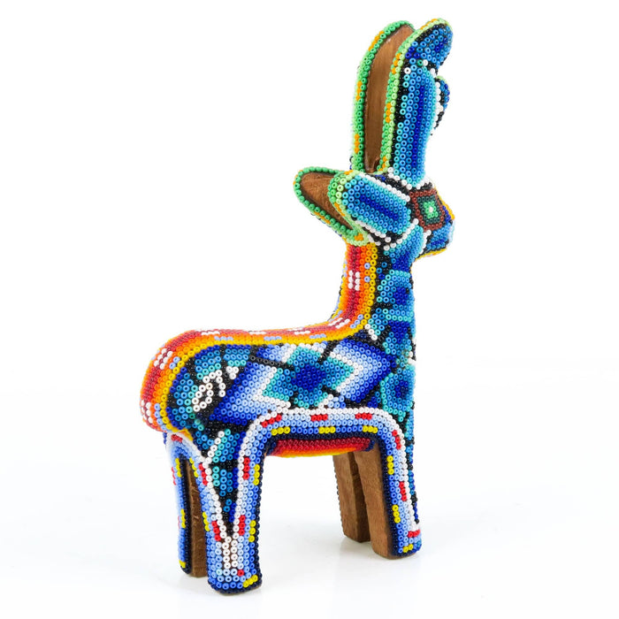 Huichol Beaded Deer Wixarika Wood Carving Art - CEMCUI