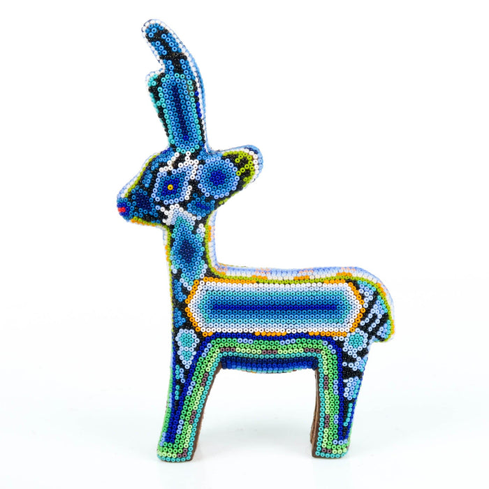 Huichol Beaded Deer Wixarika Wood Carving Art - CEMCUI