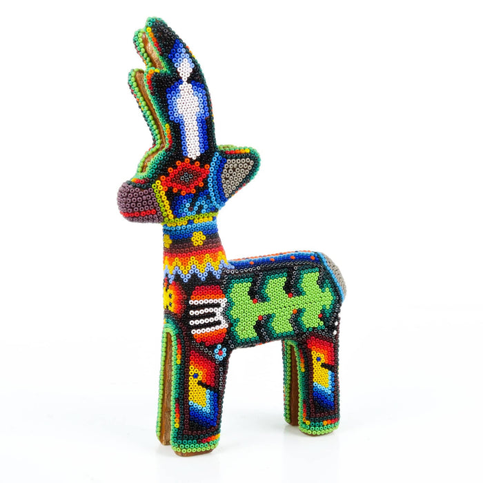 Huichol Beaded Deer Wixarika Wood Carving Art - CEMCUI