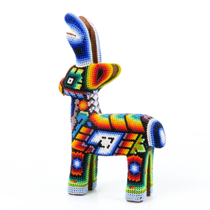 Huichol Beaded Deer Wixarika Wood Carving Art - CEMCUI