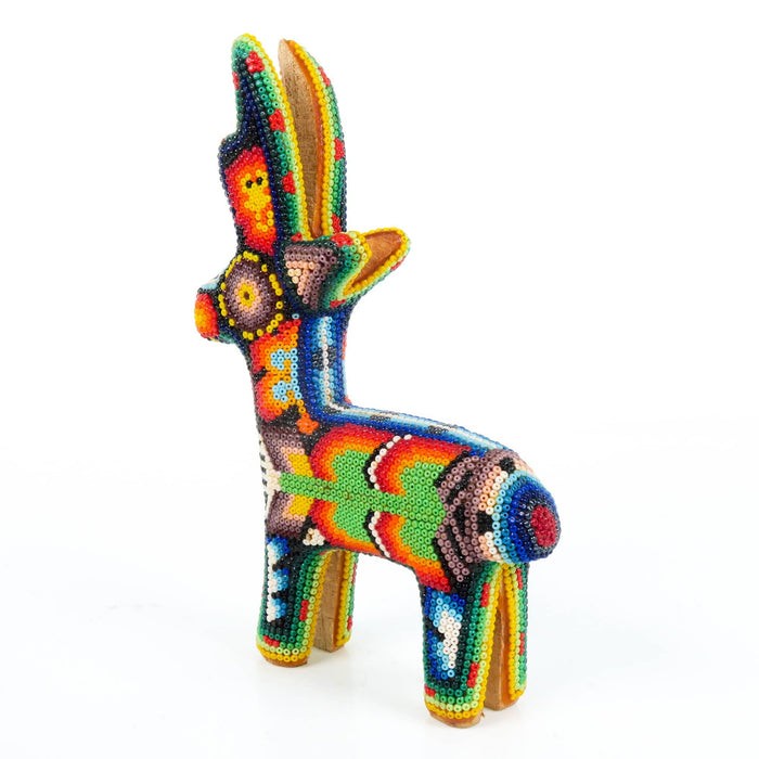 Huichol Beaded Deer Wixarika Wood Carving Art - CEMCUI