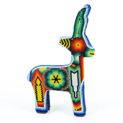 Huichol Beaded Deer Wixarika Wood Carving Art - CEMCUI