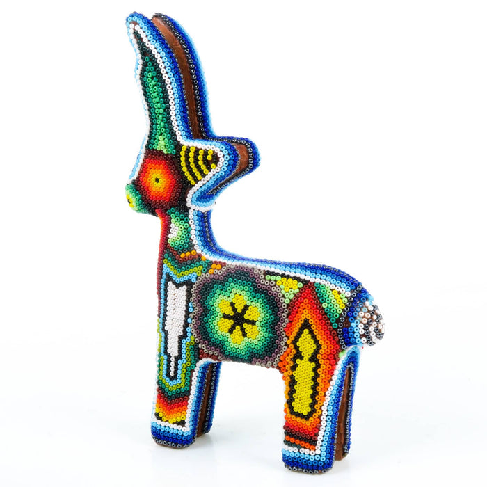 Huichol Beaded Deer Wixarika Wood Carving Art - CEMCUI