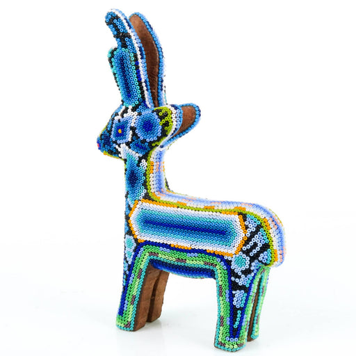 Huichol Beaded Deer Wixarika Wood Carving Art - CEMCUI