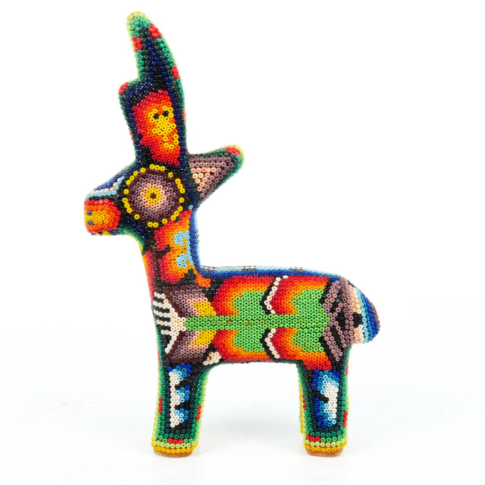 Huichol Beaded Deer Wixarika Wood Carving Art - CEMCUI