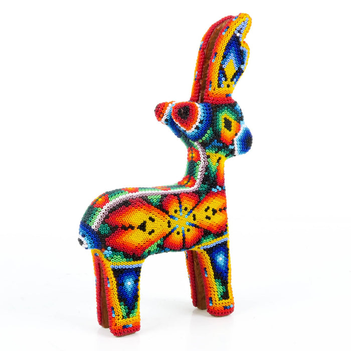 Huichol Beaded Deer Wixarika Wood Carving Art - CEMCUI