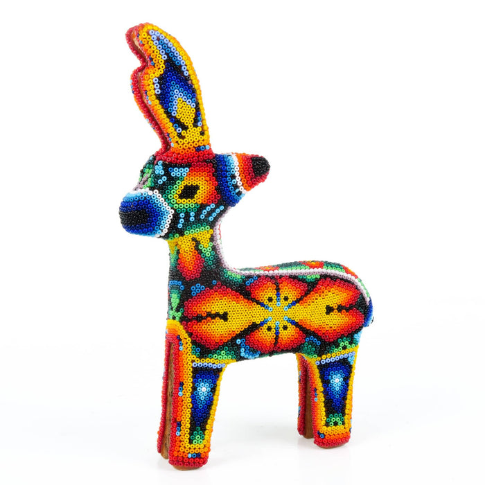 Huichol Beaded Deer Wixarika Wood Carving Art - CEMCUI