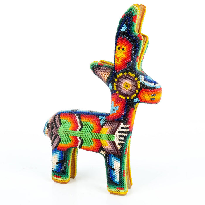 Huichol Beaded Deer Wixarika Wood Carving Art - CEMCUI