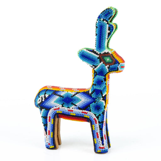 Huichol Beaded Deer Wixarika Wood Carving Art - CEMCUI