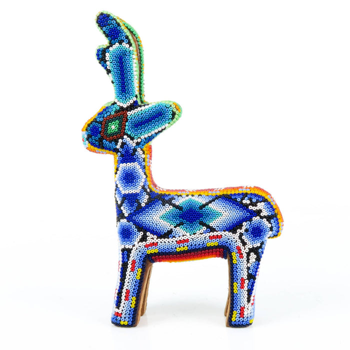 Huichol Beaded Deer Wixarika Wood Carving Art - CEMCUI