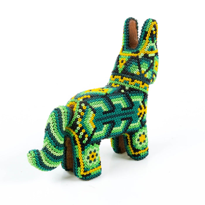 Huichol Beaded Donkey Wixarika Wood Carving Art - CEMCUI