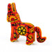 Huichol Beaded Donkey Wixarika Wood Carving Art (Orange) - CEMCUI