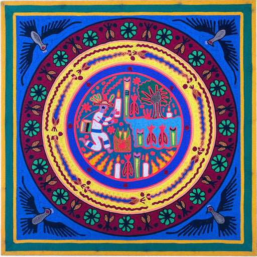 Huichol Yarn Painting (24" x 24") Mexican Indigenous Art - CEMCUI