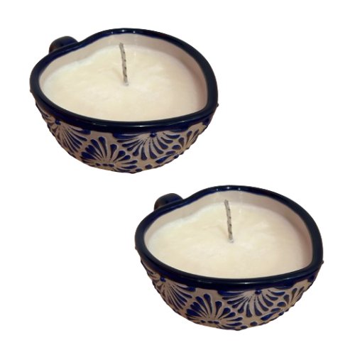 Kit of 2 Heart Shaped Candles made of Talavera 5.5 x 3 inch - CEMCUI