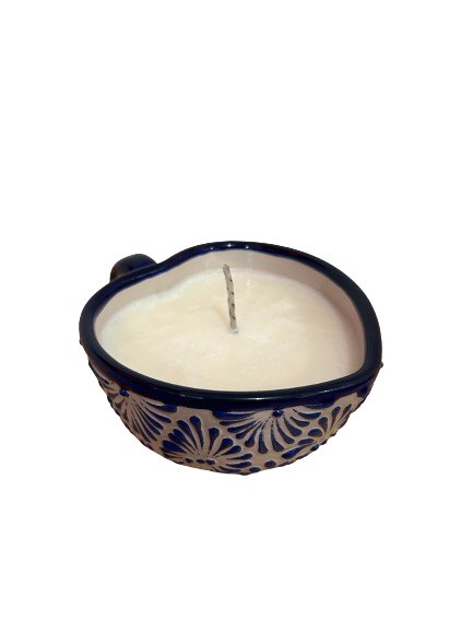 Kit of 2 Heart Shaped Candles made of Talavera 5.5 x 3 inch - CEMCUI