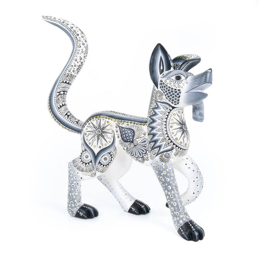 Large Elegant Dog (White) - Oaxacan Alebrije Wood Carving - CEMCUI