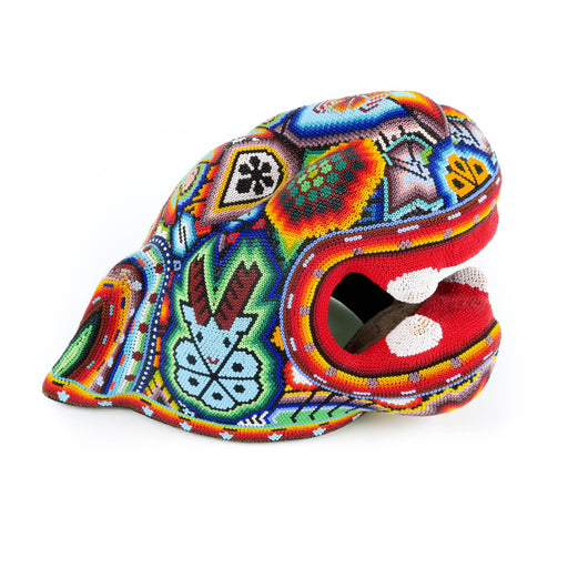 Large Huichol Beaded Jaguar Head Wixarika Folk Art - CEMCUI