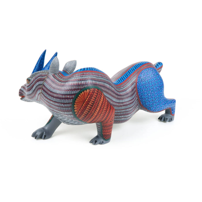 Large Rhinoceros - Oaxacan Alebrije Wood Carving - Nestor Melchor - CEMCUI