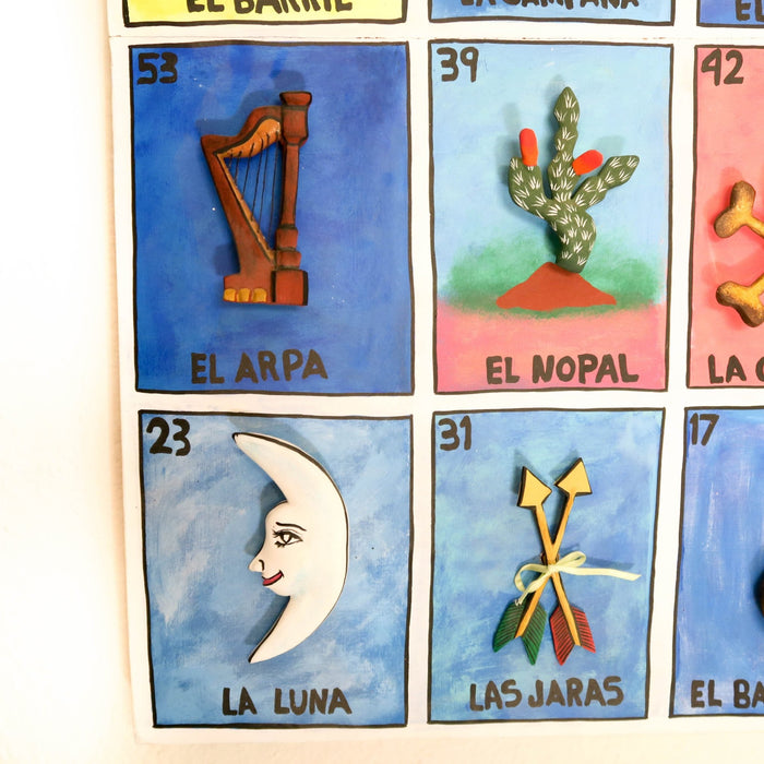 Loteria Painting With Removable Game Pieces - Oaxacan Wood Carving Folk Art by Eleazar Morales - CEMCUI