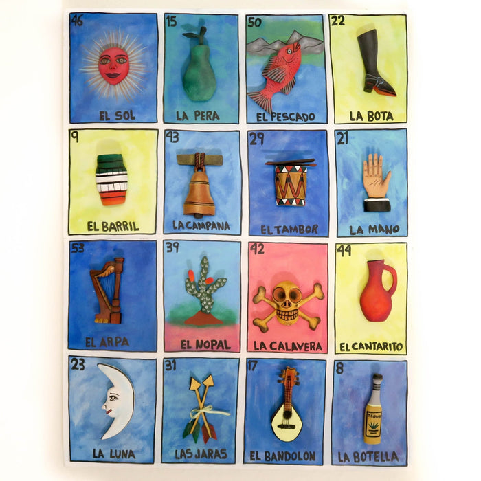 Loteria Painting With Removable Game Pieces - Oaxacan Wood Carving Folk Art by Eleazar Morales - CEMCUI