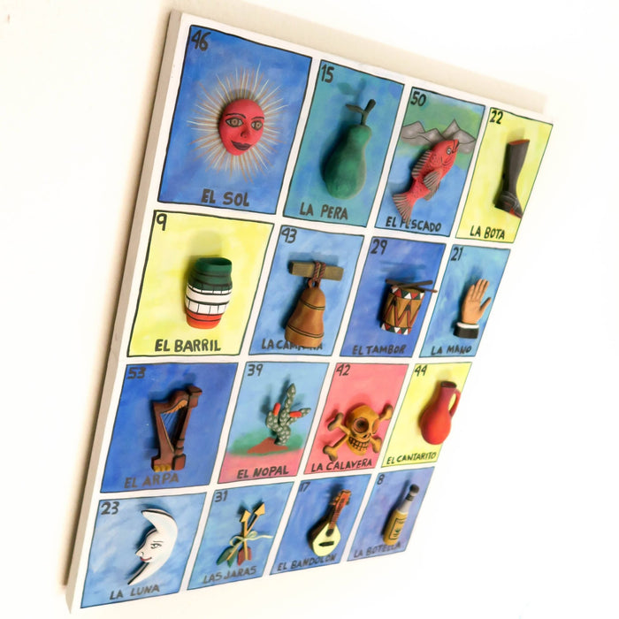 Loteria Painting With Removable Game Pieces - Oaxacan Wood Carving Folk Art by Eleazar Morales - CEMCUI