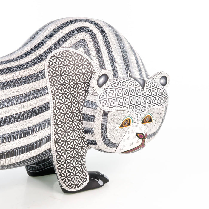 Masterpiece Black & White Bear - Oaxacan Alebrije Wood Carving - CEMCUI